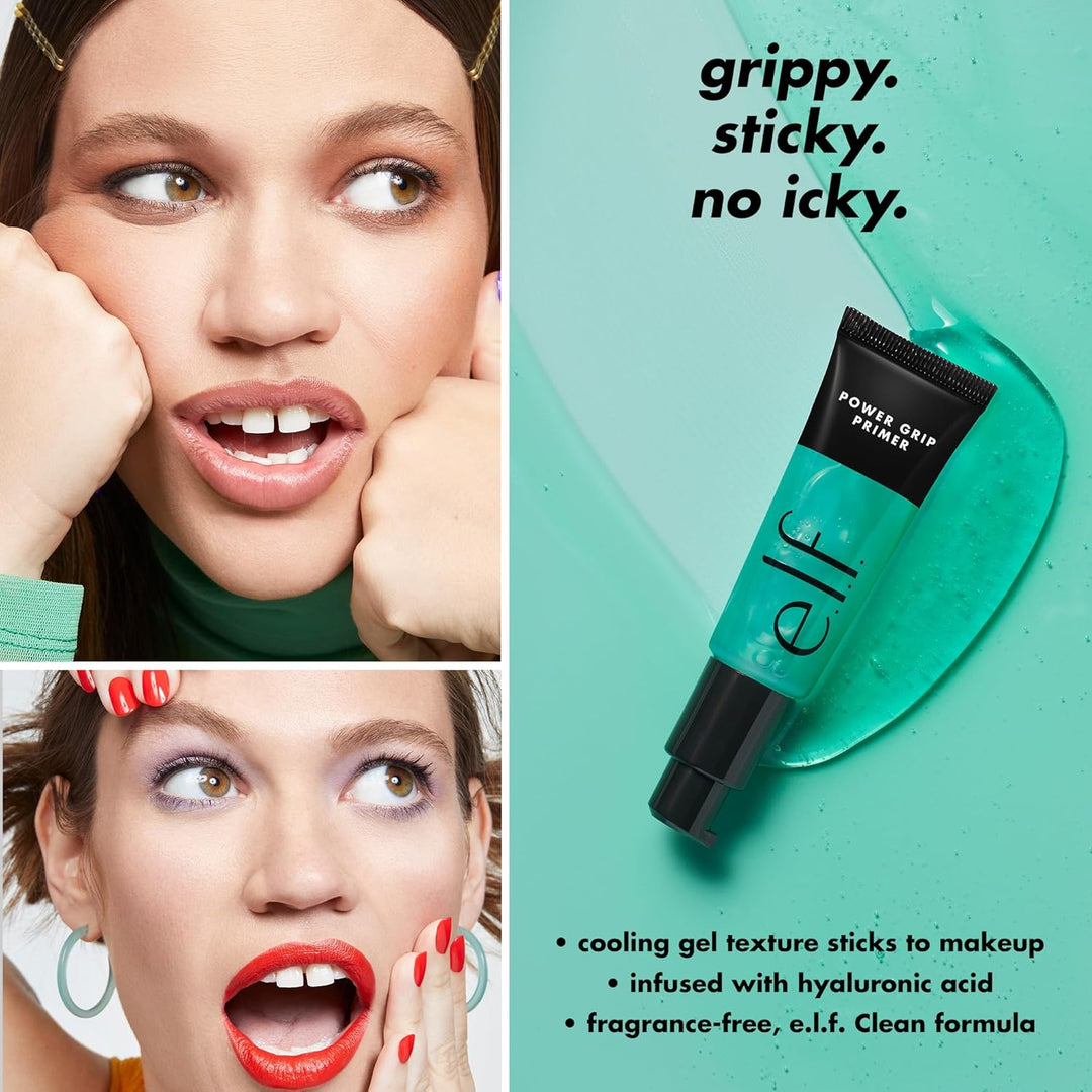 e.l.f. Power Grip Primer – Hydrating Gel Face Primer for Long-Lasting Makeup | Smooths & Moisturizes | 0.811 fl oz – Clear