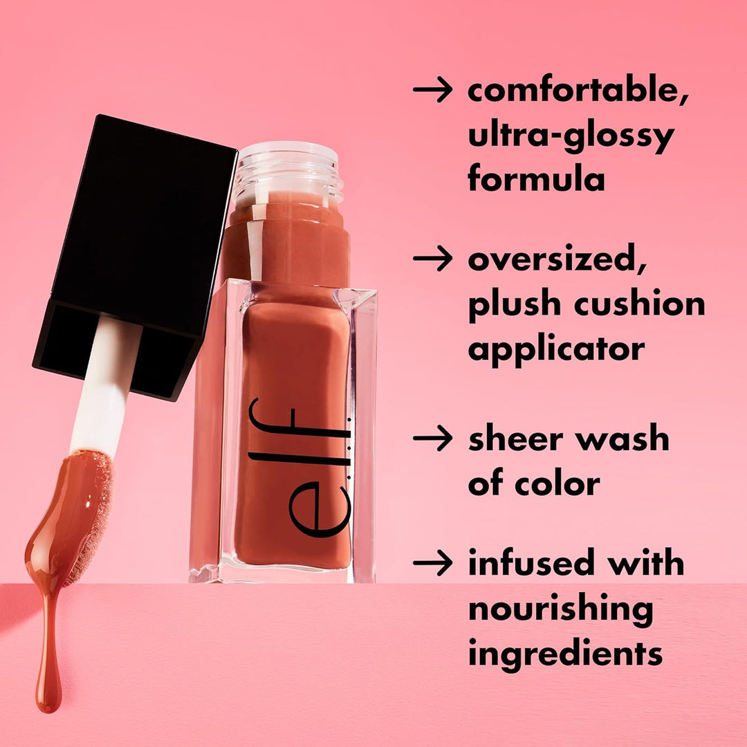 e.l.f. Glow Reviver Lip Oil – Rose Envy | Nourishing Tinted Shine with Apricot Oil | Vegan & Cruelty-Free Beauty