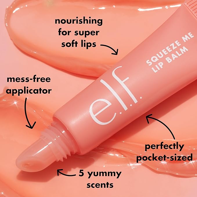 e.l.f. Squeeze Me Lip Balm – Strawberry | Hydrating Tinted Balm with Hyaluronic Acid | Vegan & Cruelty-Free