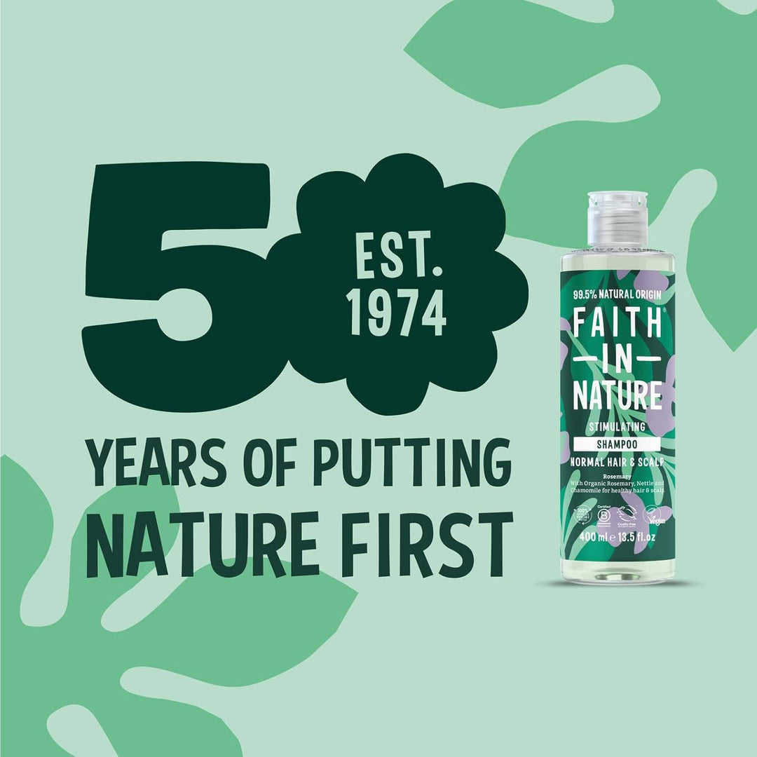 Faith In Nature Natural Rosemary Shampoo 400ml | Stimulating Formula for Normal Hair & Scalp Vegan • Cruelty-Free • SLS & Paraben Free