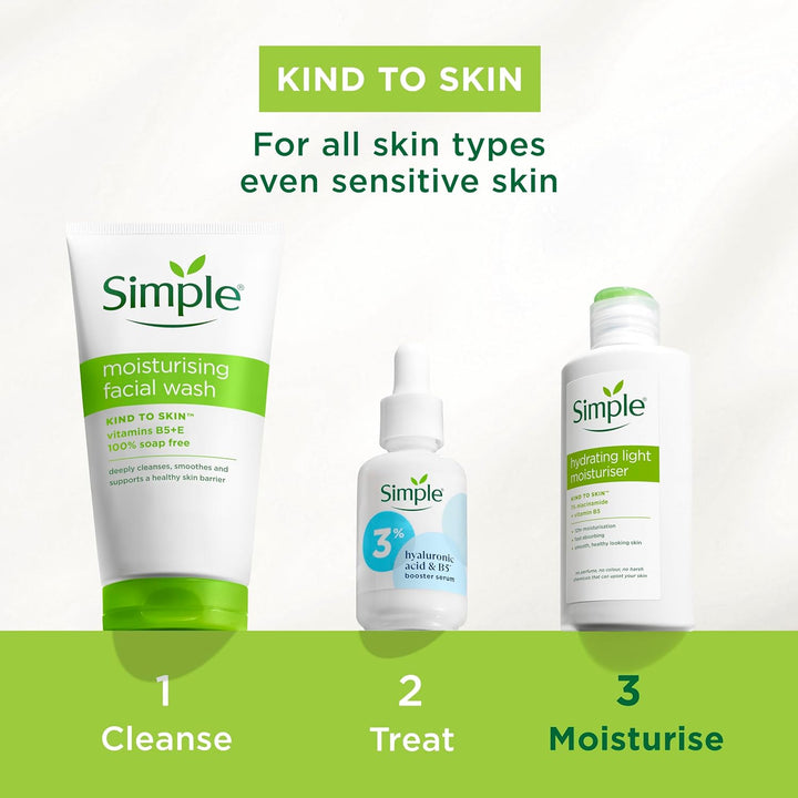 Simple Kind to Skin Hydrating Light Moisturiser 125ml | 12-Hour Hydration with Pro-Vitamins B5 & E Lightweight • Gentle • Dermatologist-Tested