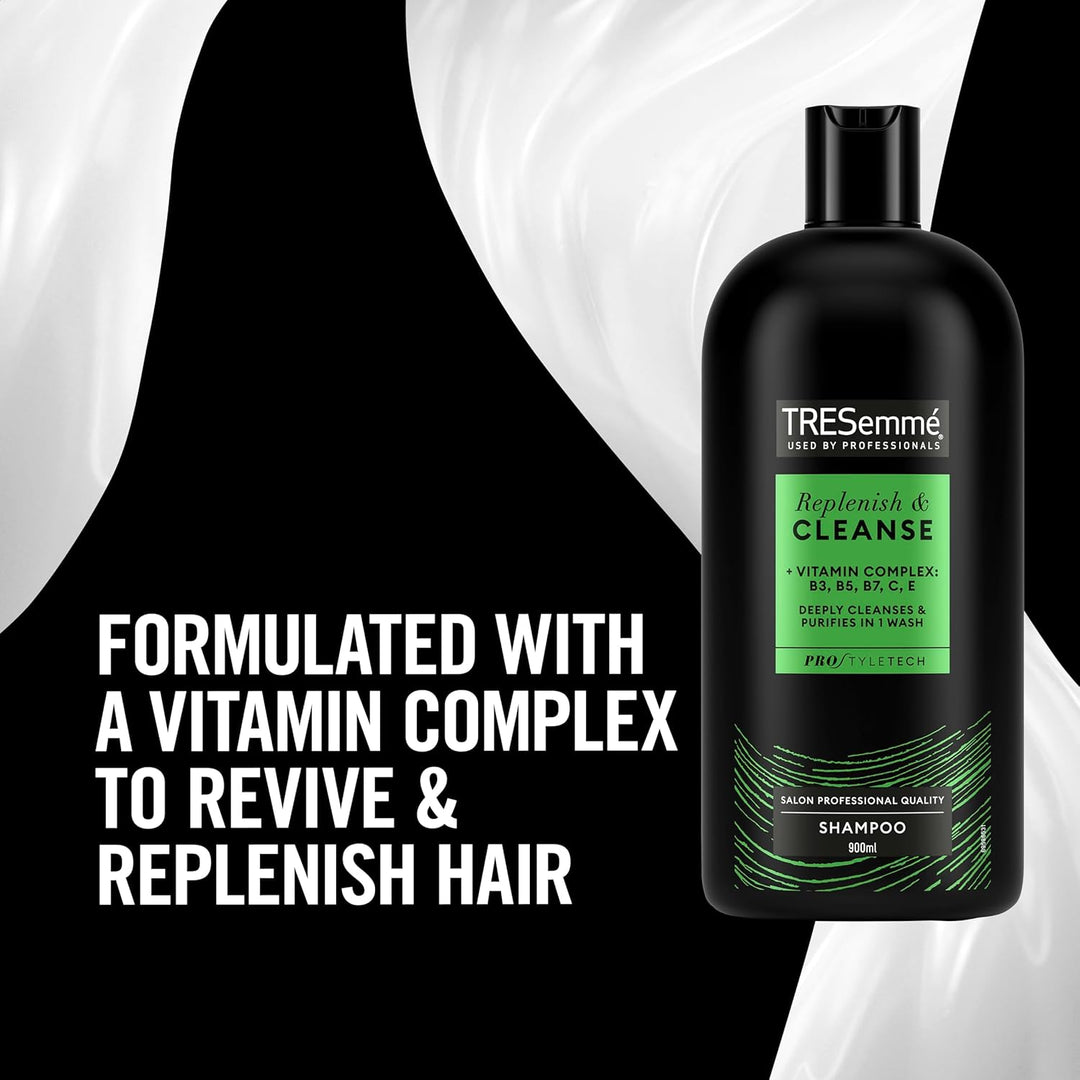 TRESemmé Replenish & Cleanse Shampoo with Vitamin C 900ml | Fresh, Purifying Formula | Pack of 1
